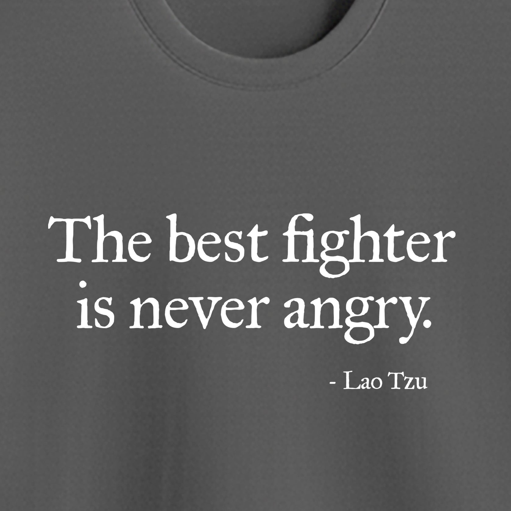 Minimalist Lao Tzu quote t-shirt — “The best fighter is never angry” — Notable Lines