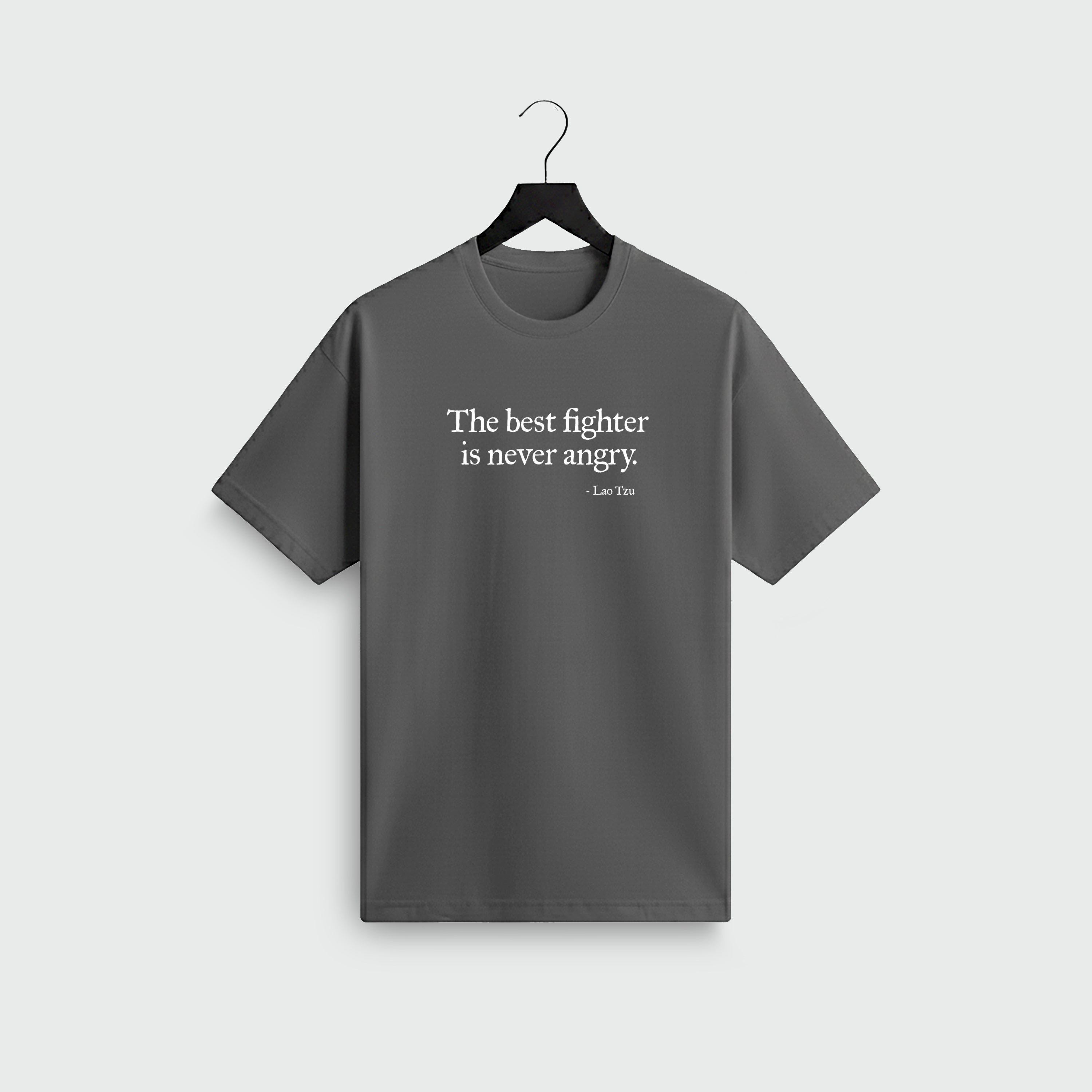 Minimalist Lao Tzu quote t-shirt — “The best fighter is never angry” — Notable Lines